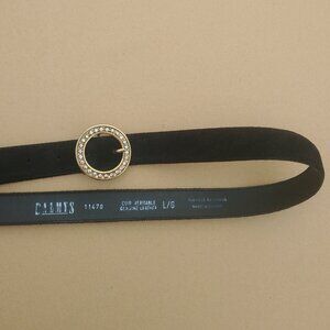 Vintage Dalmys made in Canada real leather suede black belt with gold bu…